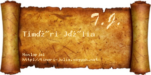 Timári Júlia névjegykártya