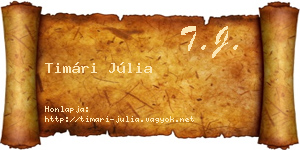 Timári Júlia névjegykártya